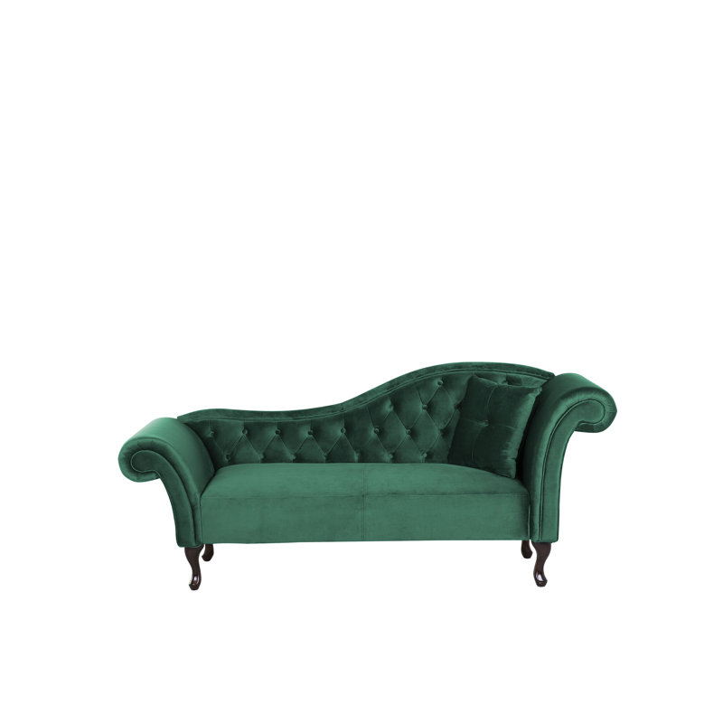 Whitlock Velvet Chaise Lounge, Right-Arm Chaise, Green