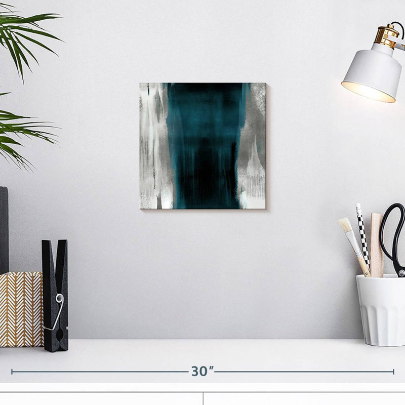Avery Free Fall Teal With Silver II, 10" H x 10" W