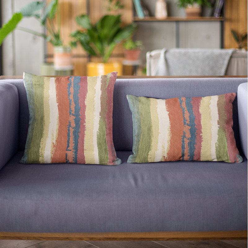 Cuba Striped Outdoor Reversible Throw Pillow, 20" x 20"
