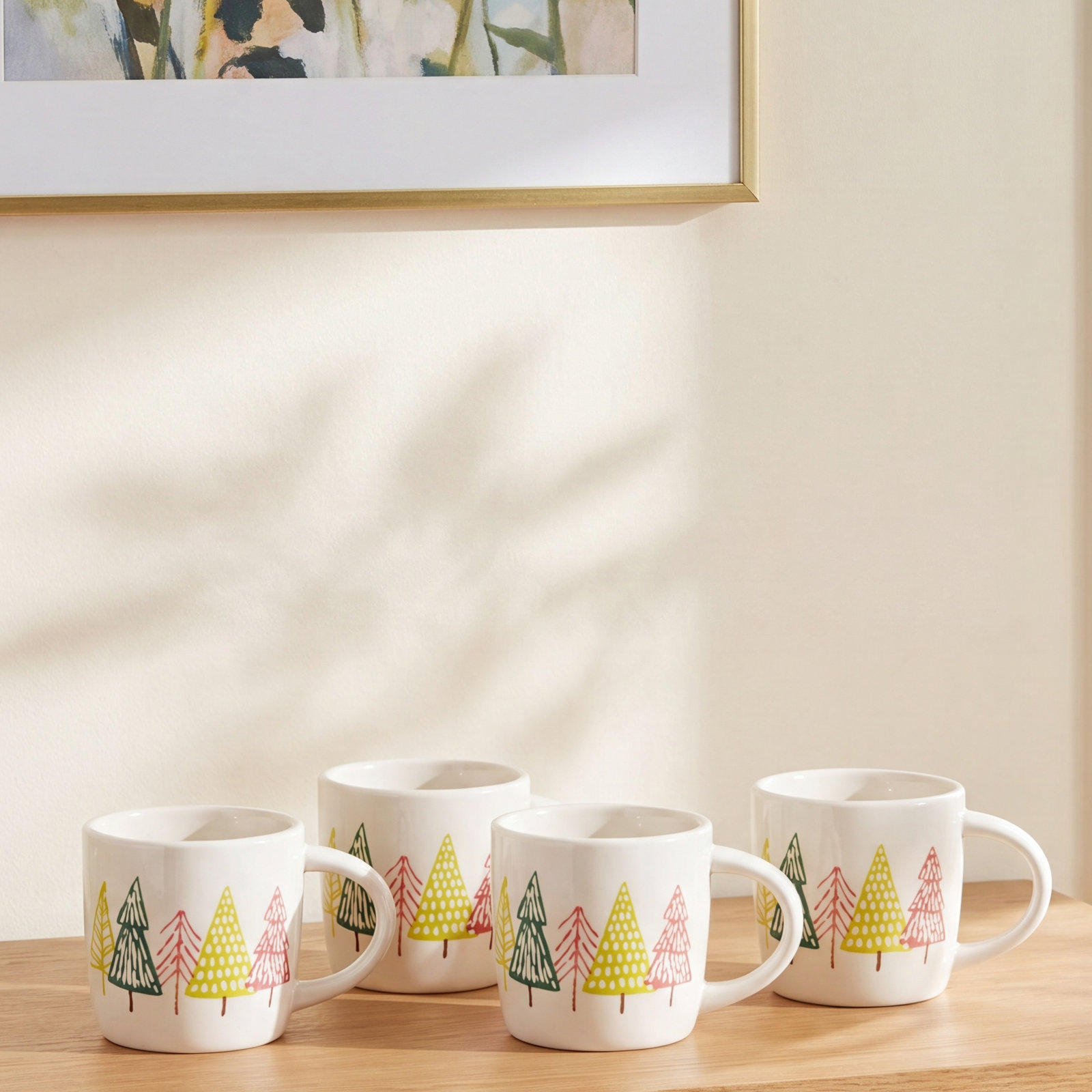4-Piece Ceramic Pine Tree Mug Set