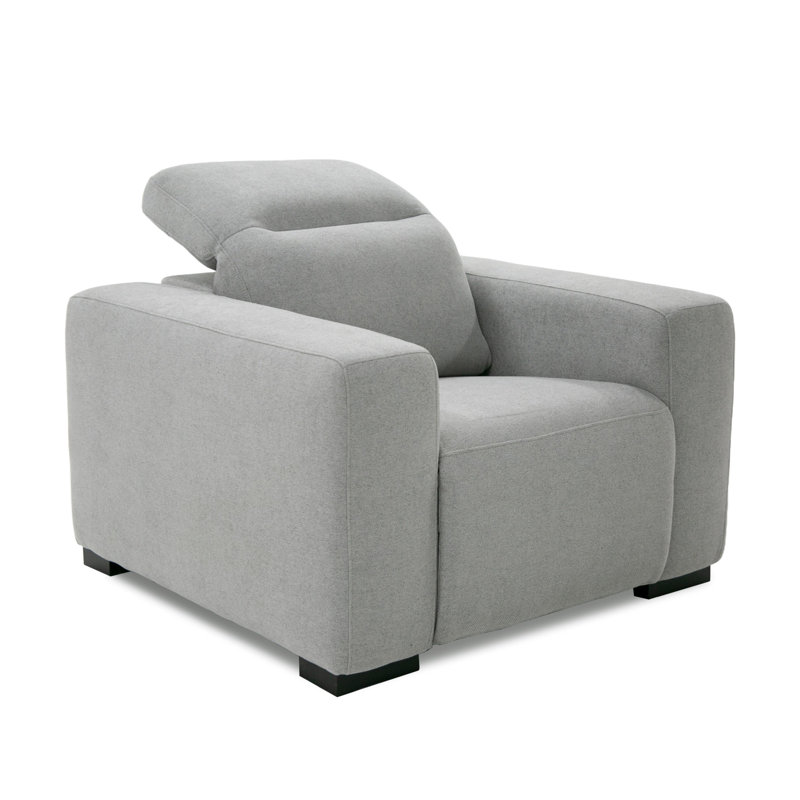 Reno Tori Power Recliner Chair, Grey, Black Low Profile Legs