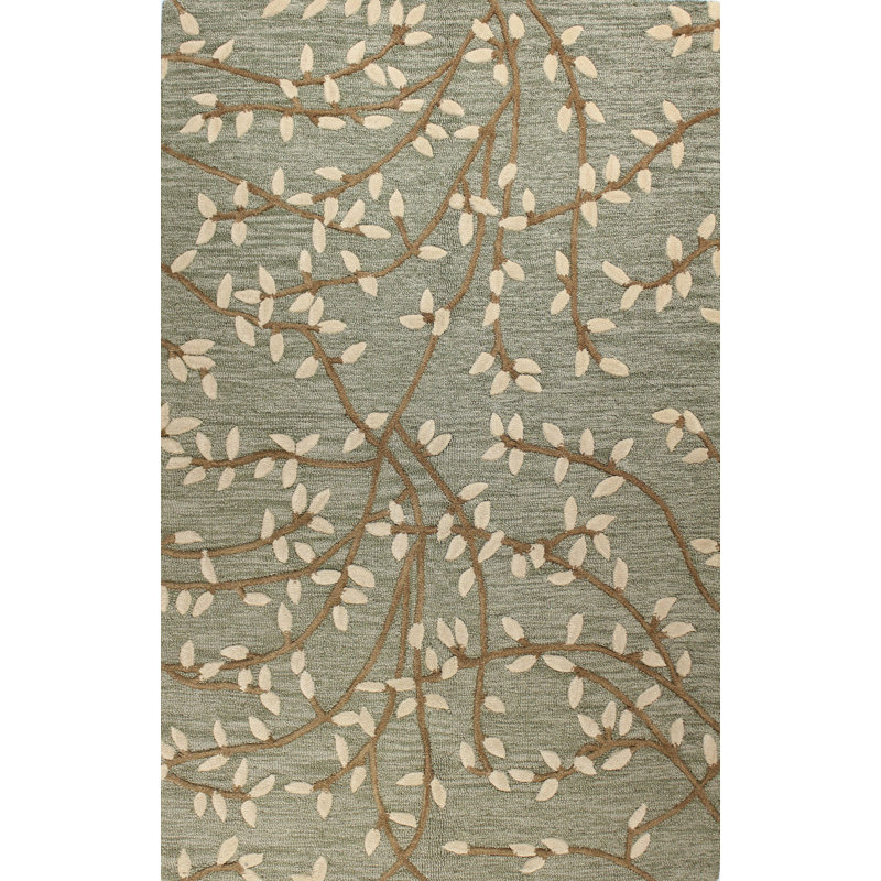 Tapis floral en laine tissé à la main Armelinda, Rectangle 3 pi 6 po x 5 pi 6 po