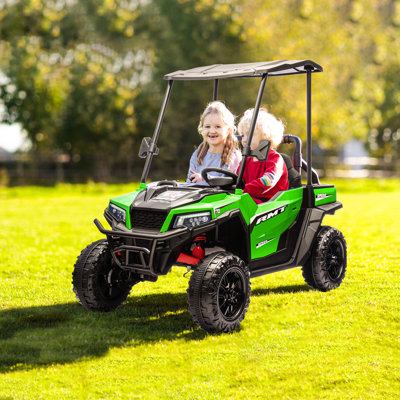 24V Ride On Car, 4wd Ride On Utv For Kids, Best Cadeaux pour la fête des enfants, Kids Ride On Dump Truck avec télécommande, plafond amovible, benne électrique, 2 places, 3 vitesses, Bluetooth, musique