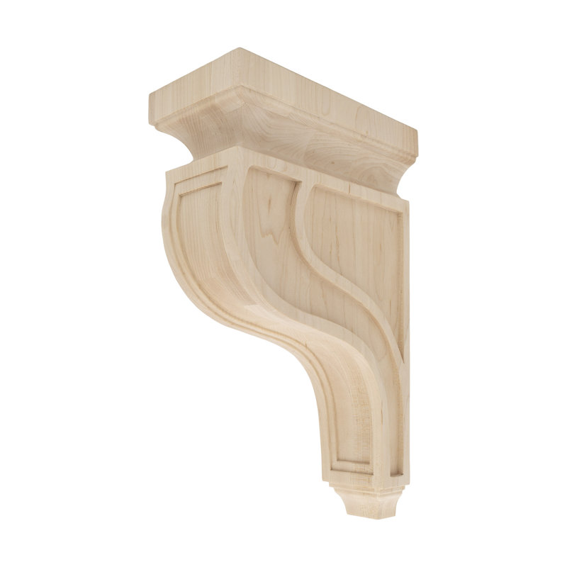13 in x 4 in x 8-1/2 in Unfinished Large North American Solid Mission Wood Corbel, Hard Maple