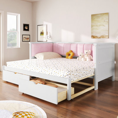 Daybed with Two Storage Drawers and Upholstered Backrest