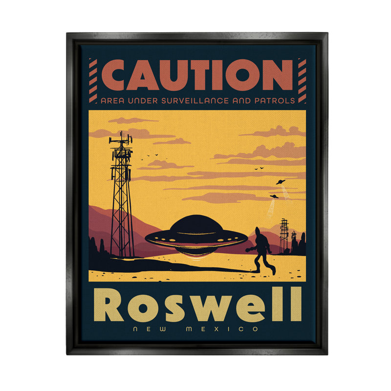 «Attention Roswell New Mexico UFO» par Ziwei Li, impression, Cadre flottant noir de jais, H 21 po x l 17 po x P 1,7 po