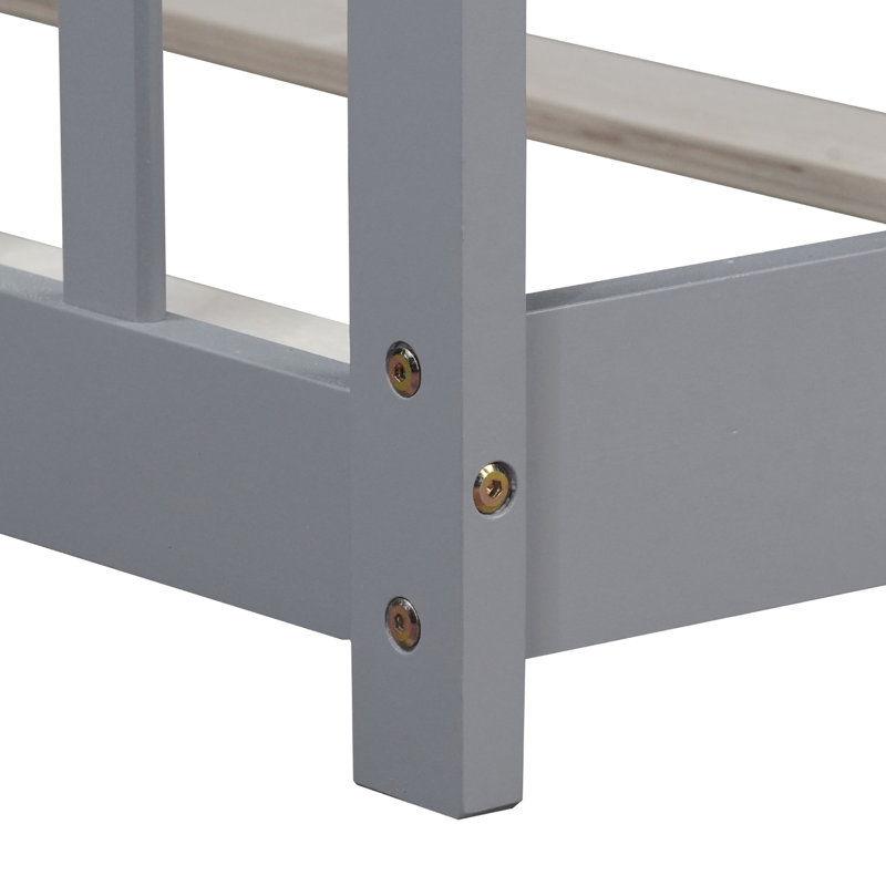 Lit plateforme avec clôture Giezi Kids, Gris, Full