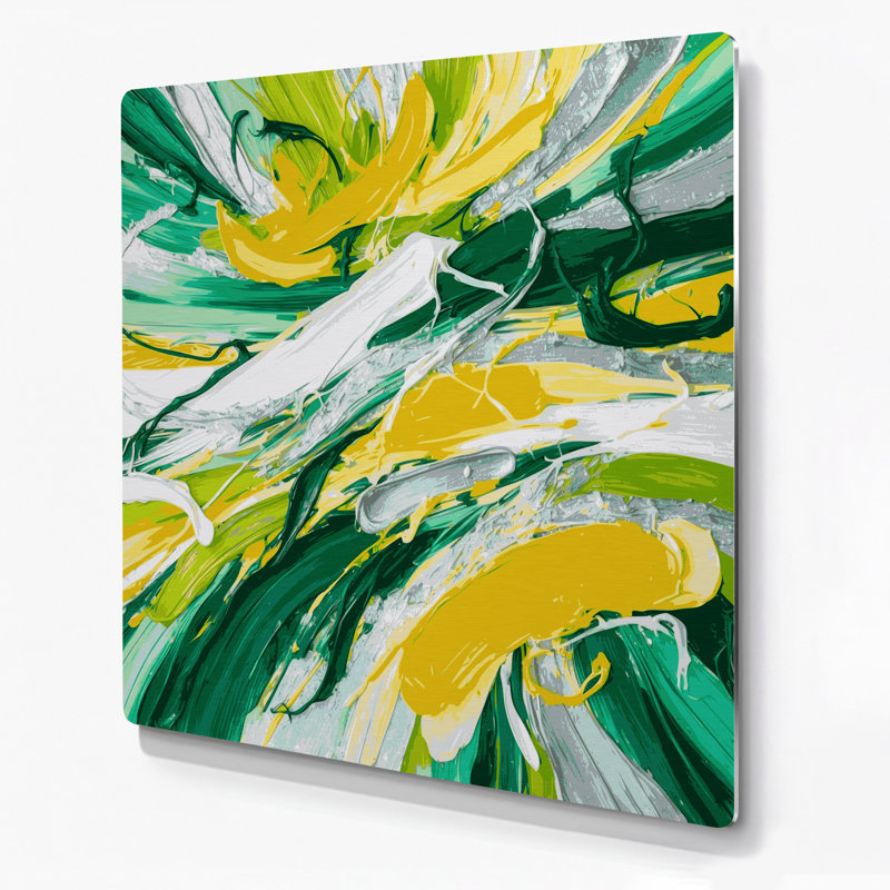 «Lyrical Abstraction 94», art mural en métal vert, H 32 po x l 32 po
