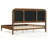 Anna Mid-Century Modern Acacia Wood Platform Bed with Upholstered Headboard-120979281