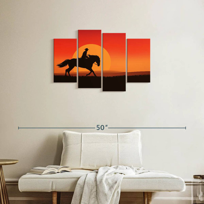 Silhouette de cowboy Lelar Sunset, H 22 po x l 36 po