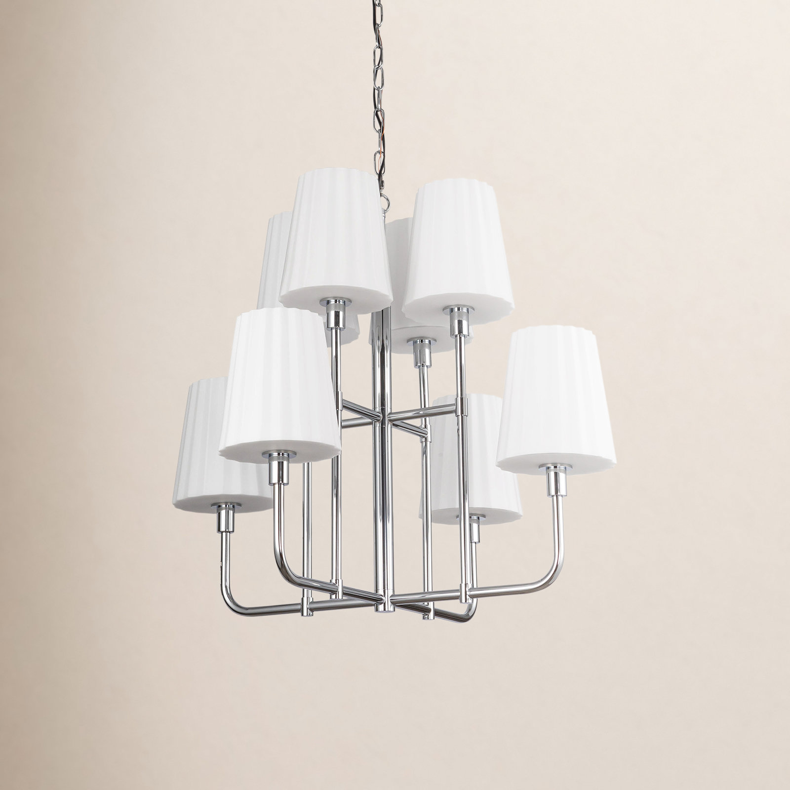 Tindra 8 - Light Metal Dimmable Chandelier, Chrome