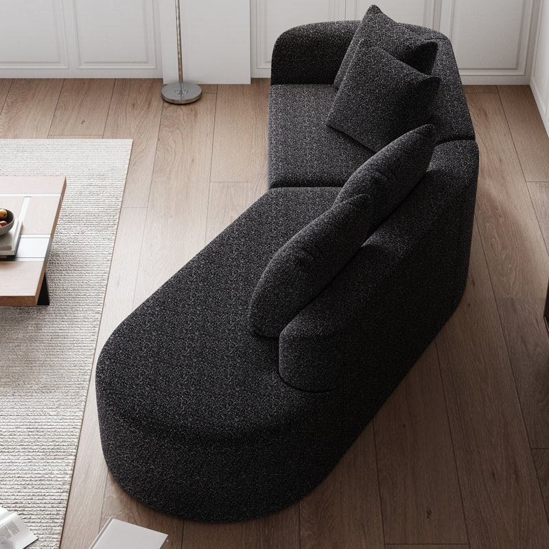 Canapé modulaire 112 po 4 places noir en chenille avec coussins décoratifs 112 po, assise confortable, mousse à haute résilience, aucun assemblage requis pour un usage domestique, revêtement moderne, très profond