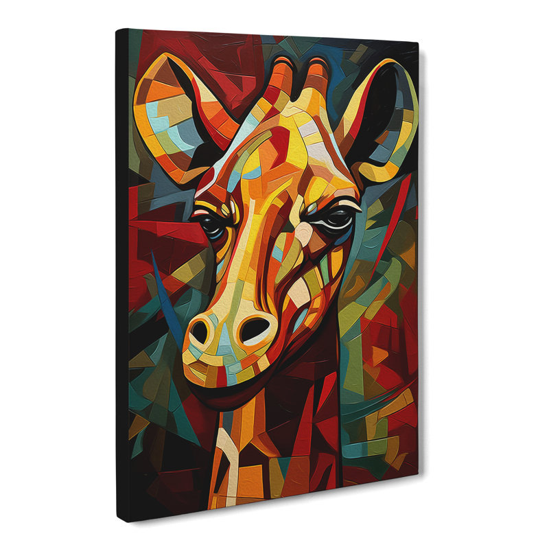 Giraffe Cubism Art - Wrapped Canvas, 50cm H x 35cm W x 3cm D