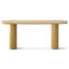 Ensemble de console 70 po en chêne avec 2 repose-pieds ronds rembourrés-133584739