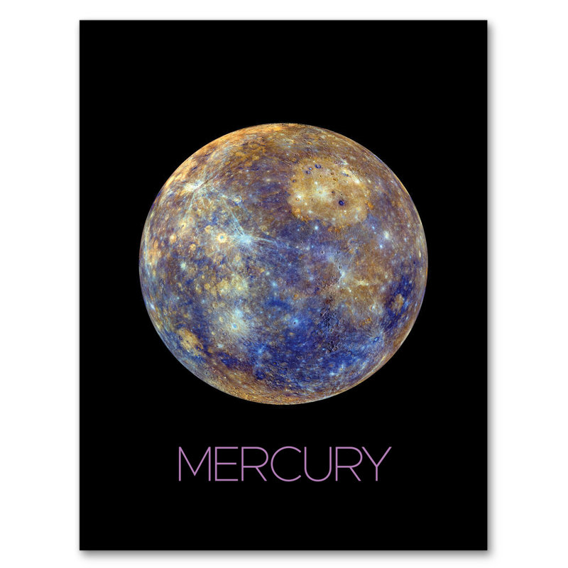 Nasa Explore Mercury Messenger Spacecraft Blue Yellow - Single Picture Frame Print