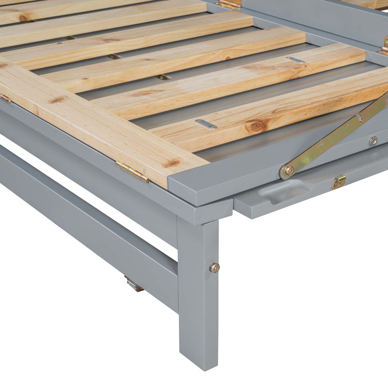 Grand lit escamotable avec pieds en fer, conception moderne, Gris