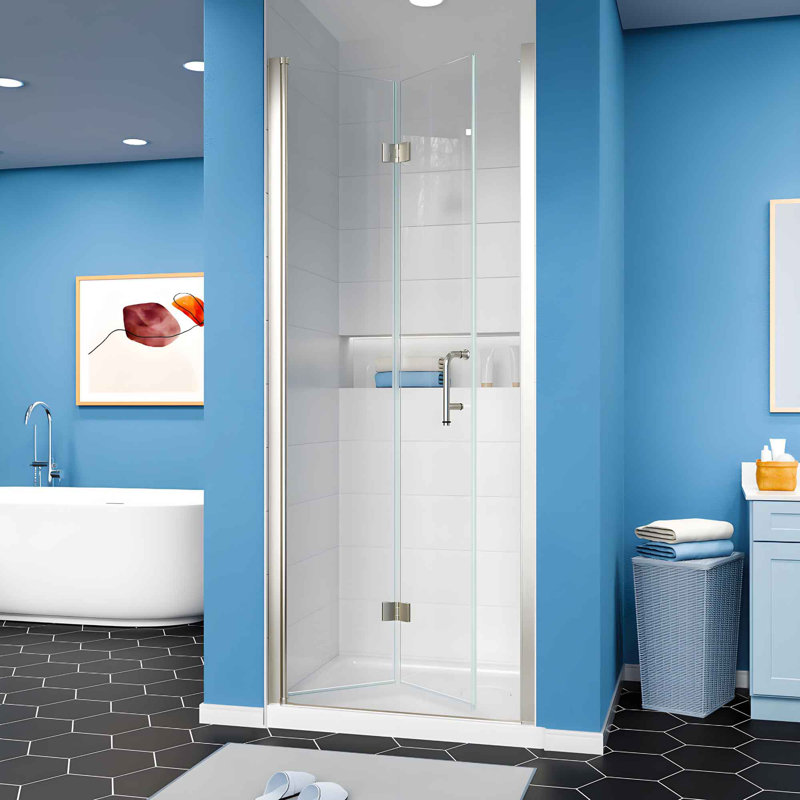 30-31.5 in. W. x 72 in. H Frameless Bi-Fold Shower Door in Brushed Nickel with Clear SGCC Tempered Glass, Brushed Nickel