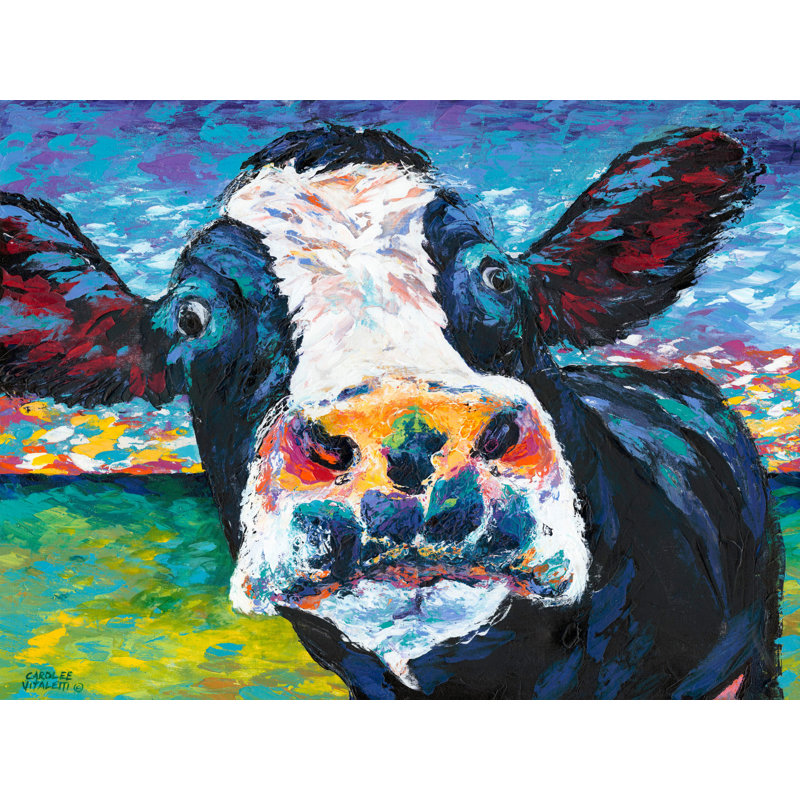 «Curious Cow II», reproduction d'art sur toile tendue, H 16 po x l 24 po x P 1,5 po