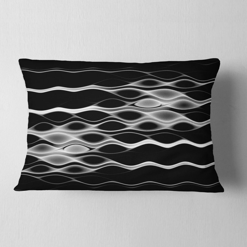 White Waves Fractal Pattern - Abstract Printed Pillow