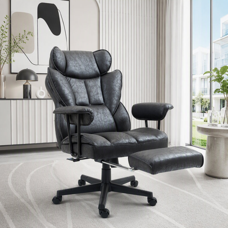 Fauteuil de massage avec chauffeur et repose-pieds, Noir, Noir