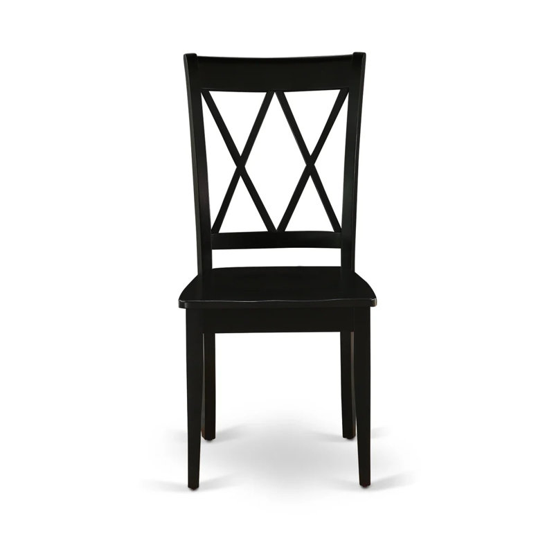 Ensemble de salle à manger 3 pièces comprenant une table en bois et 2 chaises de salle à manger en bois avec dossier Double-X - Finition noire