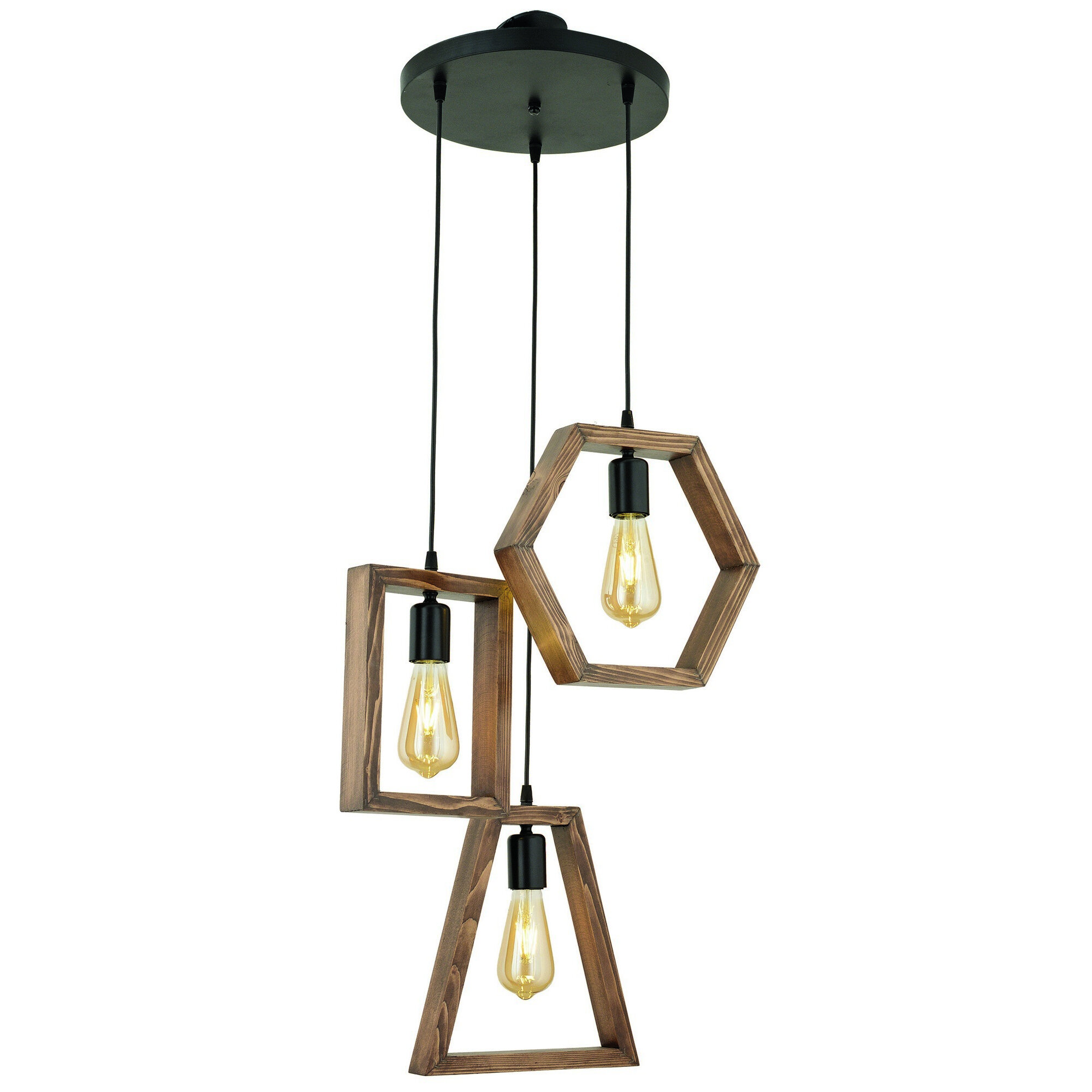 3 - Light Walnut/Black Cluster Pendant