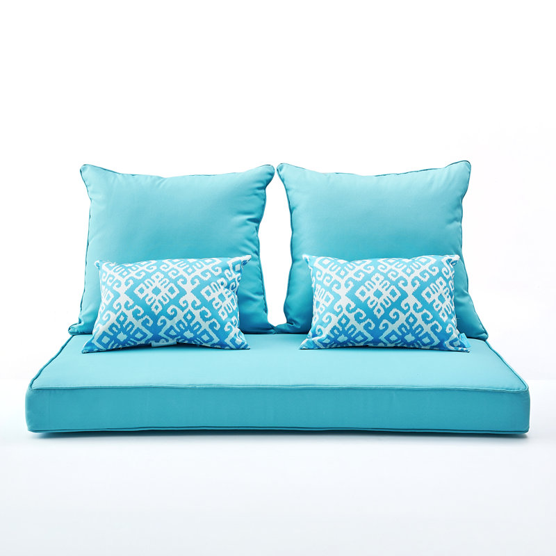 Outdoor 4'' Bench Seat / Back Cushion, Sky Blue