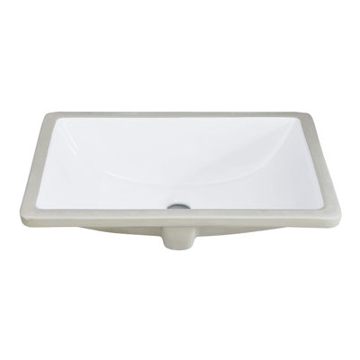 Topcraft White Ceramic Rectangular Undermount Bathroom Sink