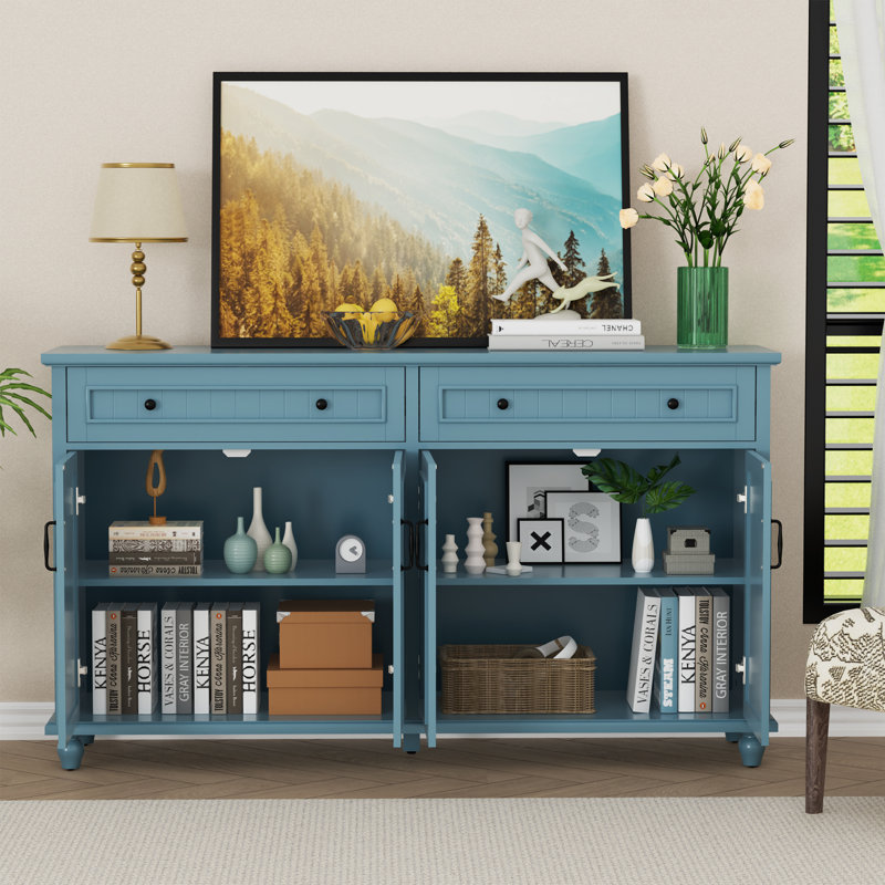 Buffet Four Doors 62,2 "W, Bleu