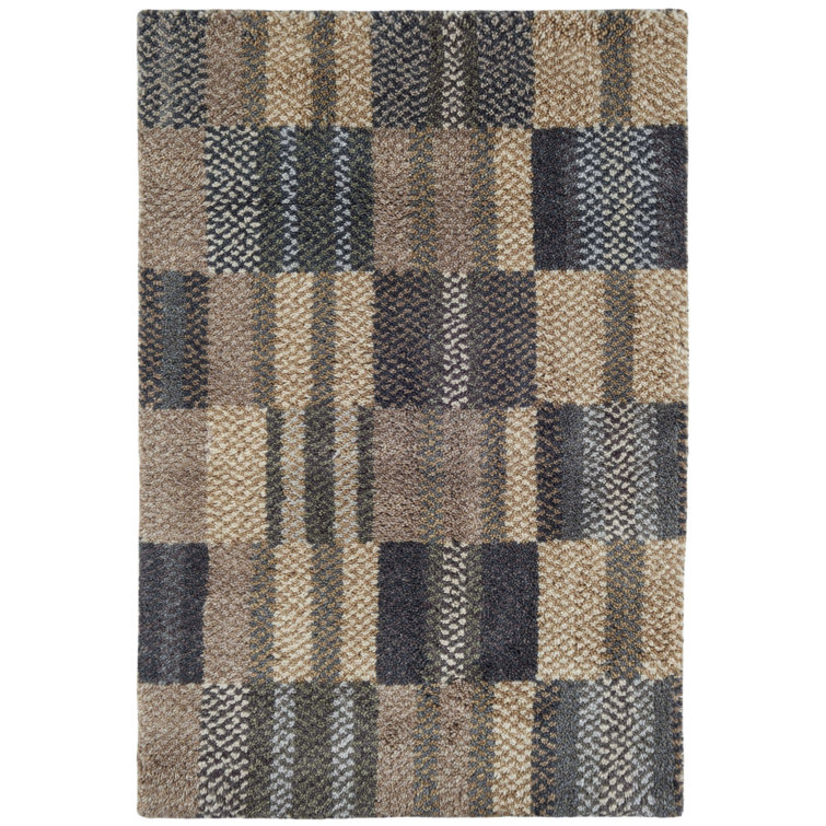 Fairhaven Geometric Hand Loomed Wool Area Rug in Slate/Taupe/Grey/Camel
