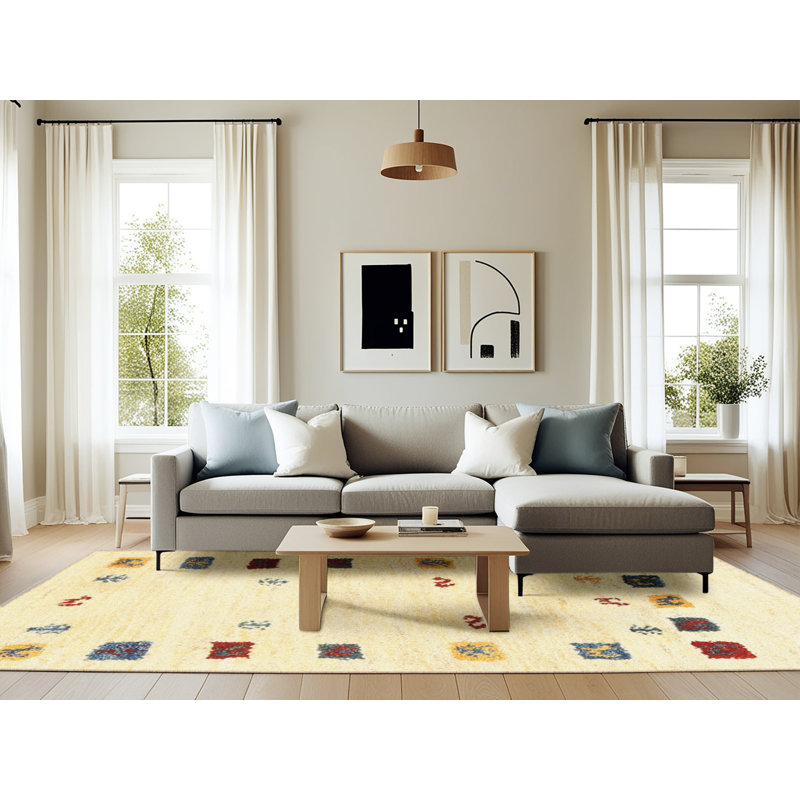 Tapis beige contemporain, Rectangle 6 pi x 9 pi