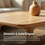 Table basse de style Mid-Century, table basse 100% bois de chêne massif avec tablette de rangement-236428707