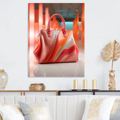 Pink Liquid Ink Fashion Handbag Elegance - Fashion Bag Metal Wall Art