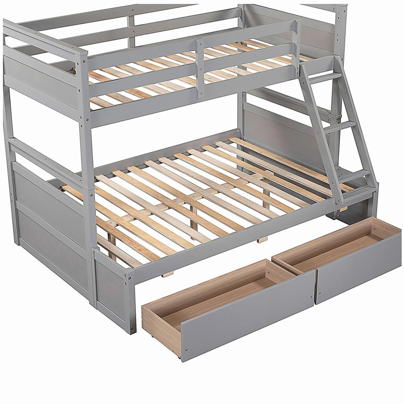 Lit simple avec rangement et lit double - Gris, Gris