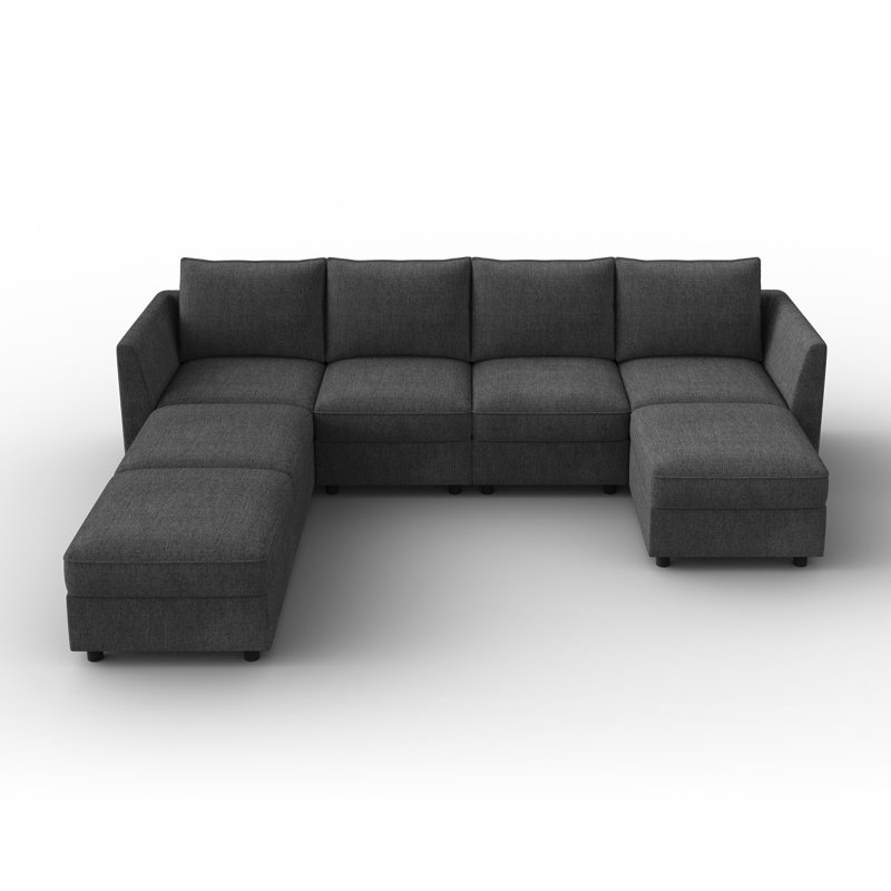 Canapé-lit modulaire en U avec siège de rangement gris clair, Polyester gris clair