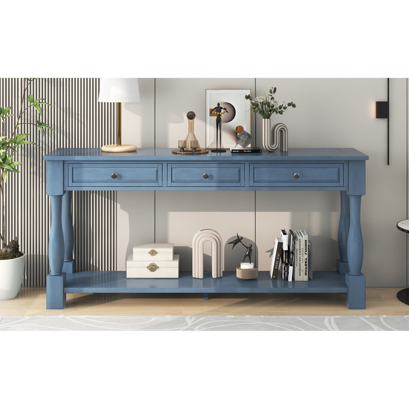 Console Console de 63 po de long avec tiroirs et tablette pour le vestibule, le couloir et le salon (bleu marine, ancien SKU: WF299371AAM)