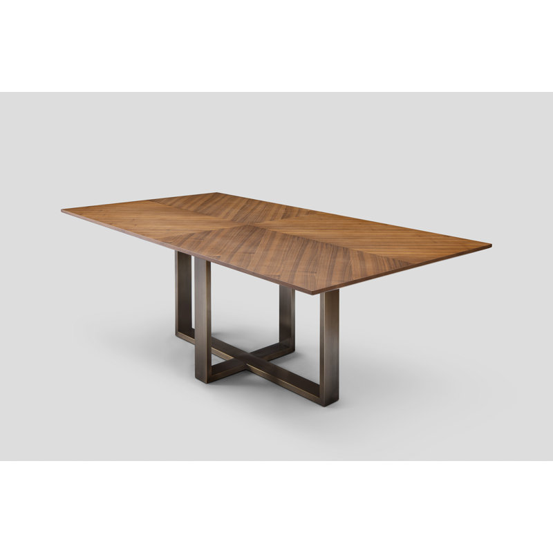 Valencia Walnut Metal Base Dining Table