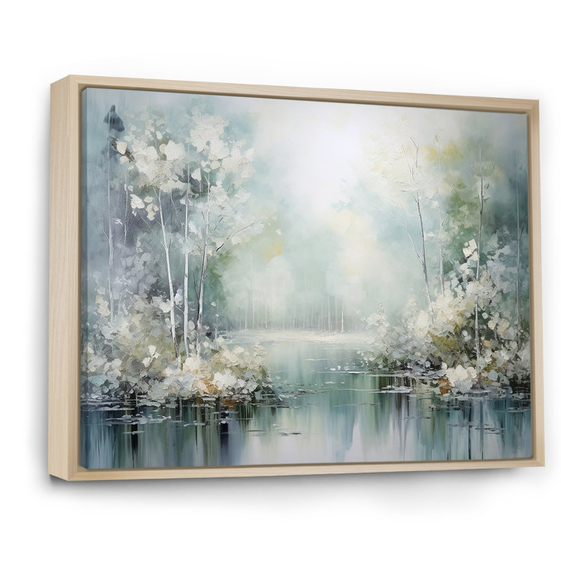 «Minimal River Forest liquid Art I», reproduction d'art sur toile, Cadre naturel flottant, H 16 po x l 32 po x P 1 po