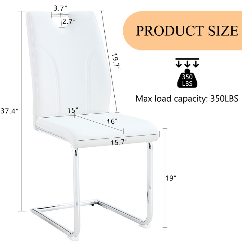 Chaise de salle à manger blanche 6 pièces - Option élégante et confortable. Matériau, doux. Pieds en métal argenté, look moderne. Siège rembourré en éponge. Conception ergonomique. Forte capacité de charge. Glissez. P 15,94 po x 15,71 po