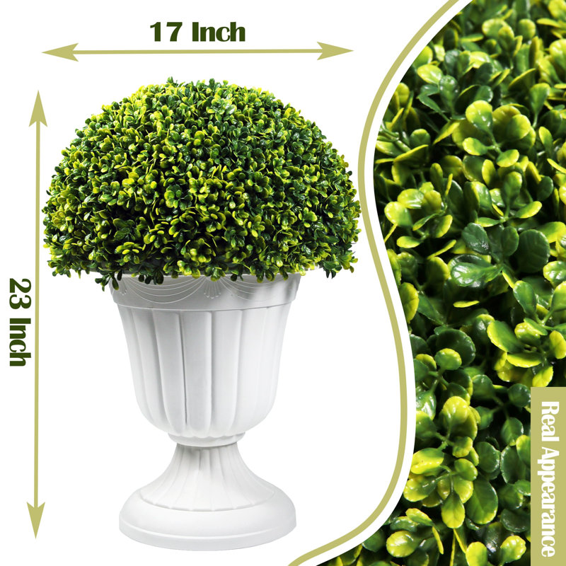 2 Pcs 23”artificial Plastic Boxwood Ball Tree