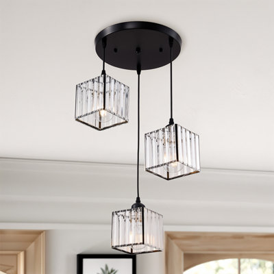 3 - Light Matte Black Crystal Pendant