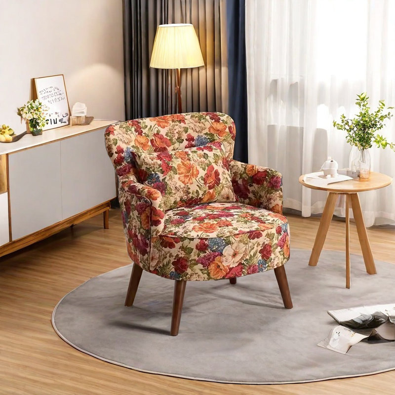 Jacquard Fabric Chair with solid wood Legs