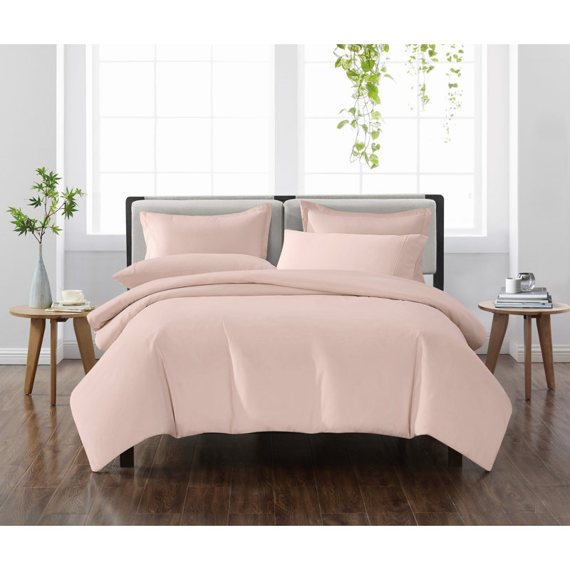 Ensemble de housse de couette Cannon, Housse de couette pour grand lit + 2 taies décora, Rose