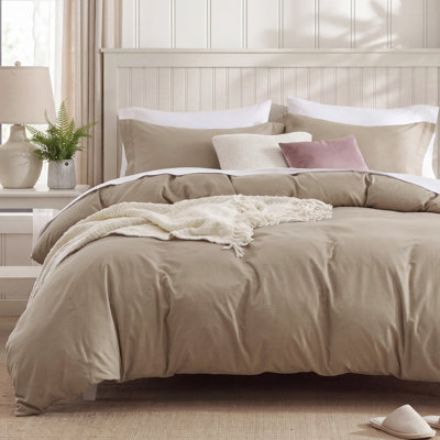 Housse de couette en microfibre de très grande taille - Ensemble de literie très douce en coton prélavé (ensemble de 3)