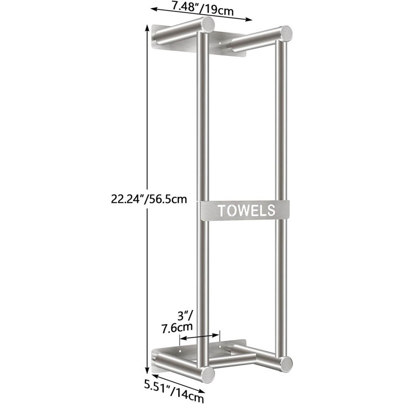 Wall Mounted Required Towel Rack, Silver