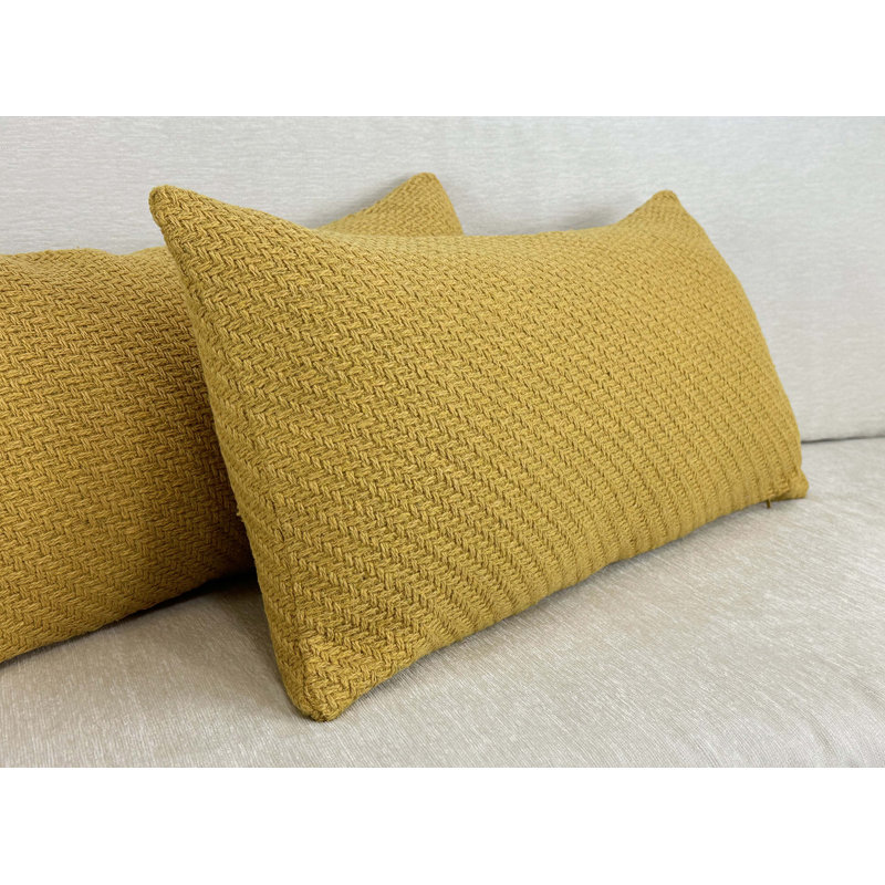 Gold Rectangular Knitted Polyester Pillow Cover 14" x 26"