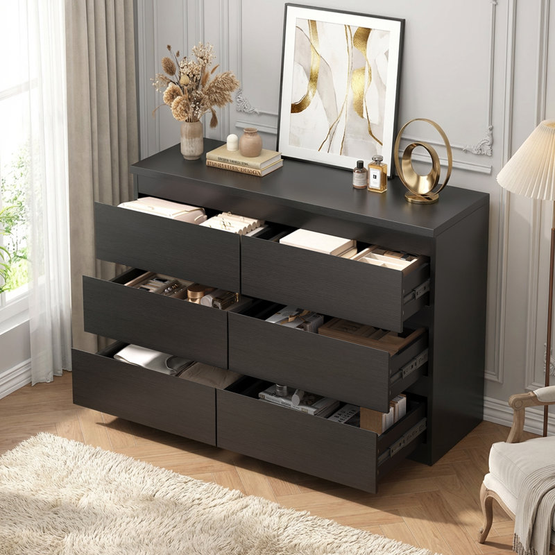 Commode double l 47,2 po Lanham, Noir, noir, noir, noir