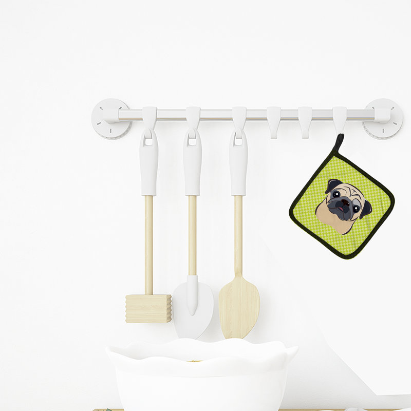Cuisinier poignée carlin caroline trésors Checkerboard, Vert lime / fauve