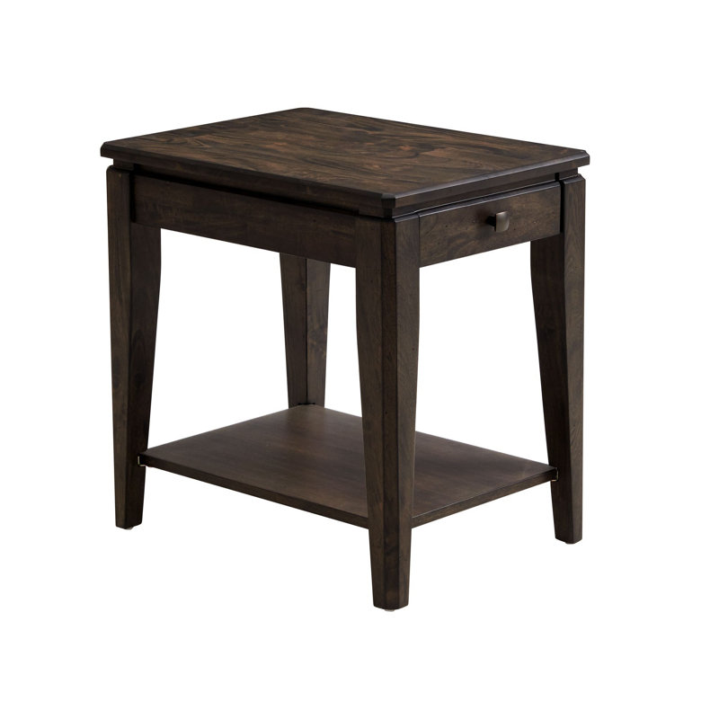 Rabea Solid Wood End Table with Storage