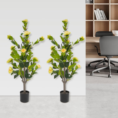2 Pack 38.2" Artificial Tea Rose Tree